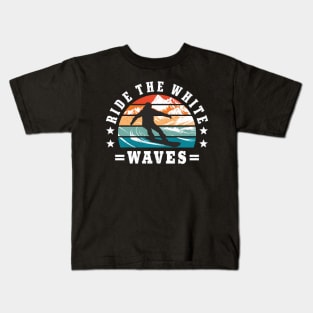 Snowboarding Ride The White Waves Snowboarder Kids T-Shirt